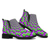 Green Shapes Moving Optical Illusion Flat Ankle Boots