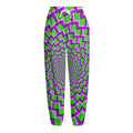 Green Shapes Moving Optical Illusion Fleece Lined Knit Pants
