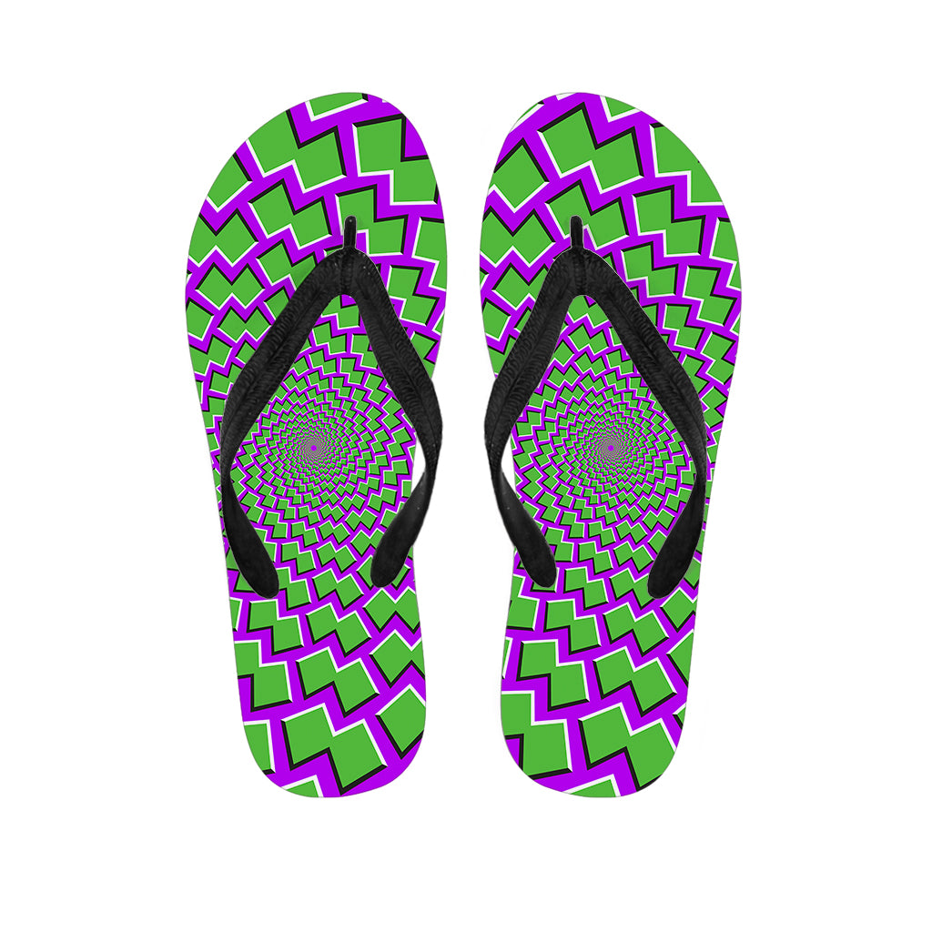 Green Shapes Moving Optical Illusion Flip Flops