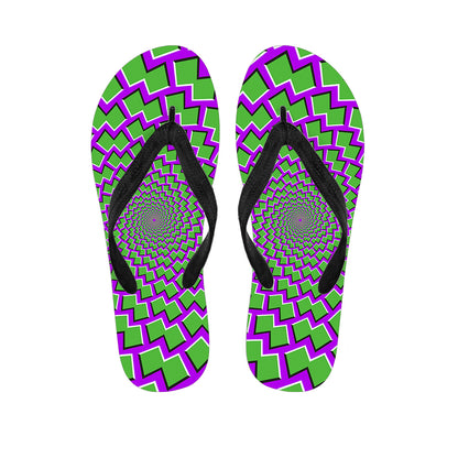 Green Shapes Moving Optical Illusion Flip Flops