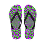 Green Shapes Moving Optical Illusion Flip Flops
