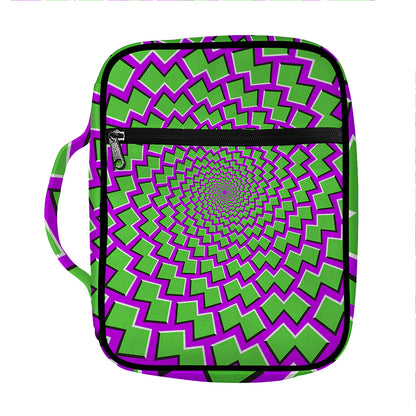 Green Shapes Moving Optical Illusion Front Pocket Bible Bag