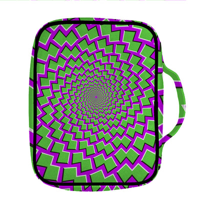 Green Shapes Moving Optical Illusion Front Pocket Bible Bag