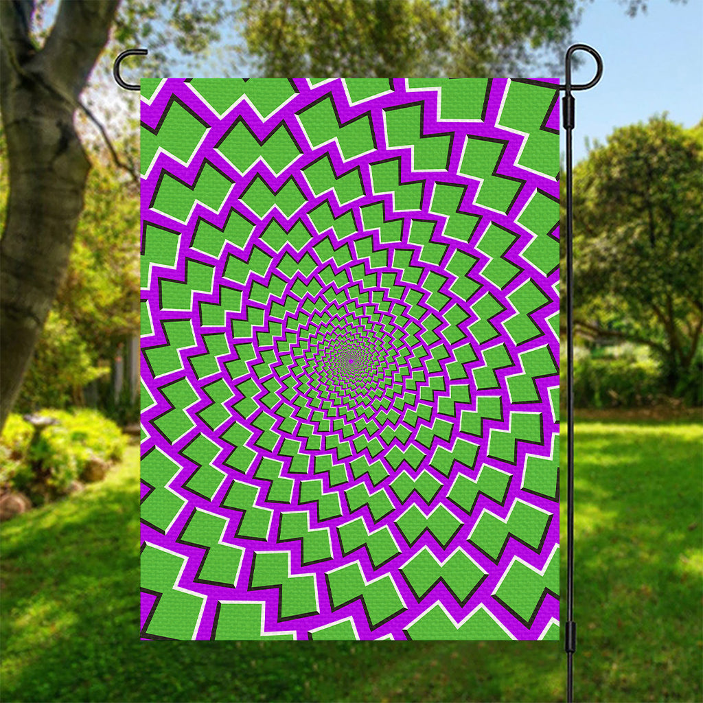 Green Shapes Moving Optical Illusion Garden Flag