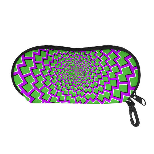 Green Shapes Moving Optical Illusion Glasses Case