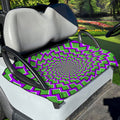 Green Shapes Moving Optical Illusion Golf Cart Seat Cover