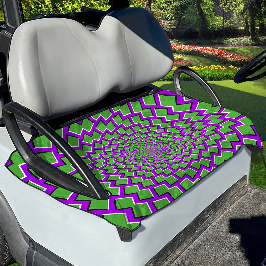 Green Shapes Moving Optical Illusion Golf Cart Seat Cover
