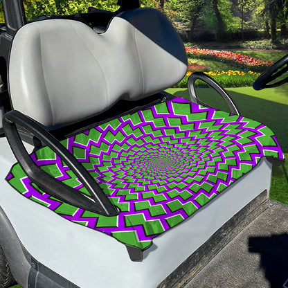Green Shapes Moving Optical Illusion Golf Cart Seat Cover