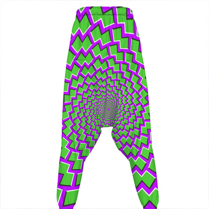 Green Shapes Moving Optical Illusion Hammer Pants