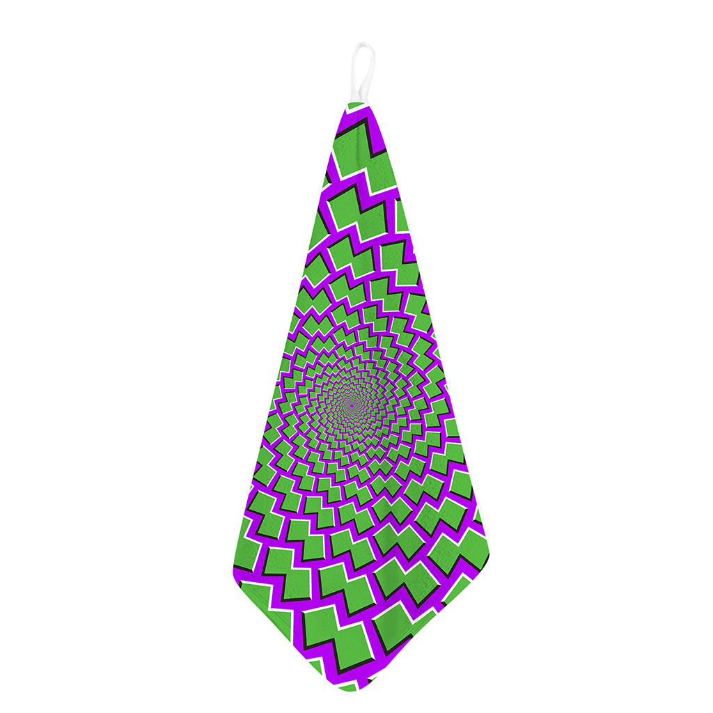 Green Shapes Moving Optical Illusion Hand Towel