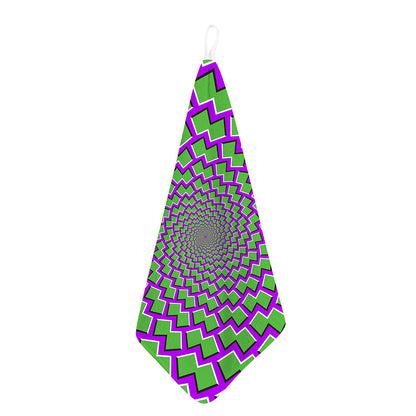 Green Shapes Moving Optical Illusion Hand Towel