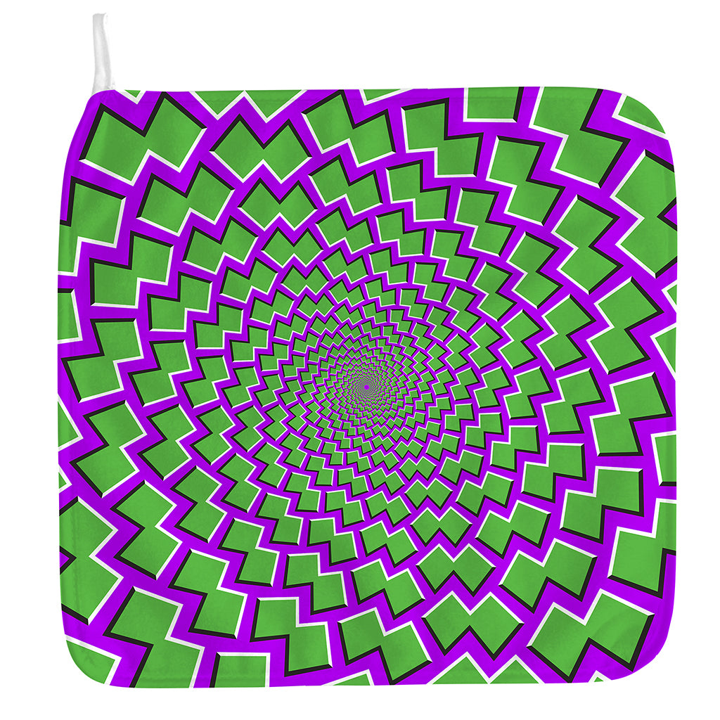 Green Shapes Moving Optical Illusion Hand Towel