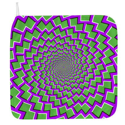 Green Shapes Moving Optical Illusion Hand Towel