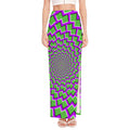 Green Shapes Moving Optical Illusion High Slit Maxi Skirt