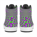 Green Shapes Moving Optical Illusion High Top Leather Sneakers