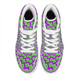 Green Shapes Moving Optical Illusion High Top Leather Sneakers