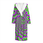 Green Shapes Moving Optical Illusion Hooded Bathrobe