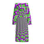 Green Shapes Moving Optical Illusion Hooded Bathrobe