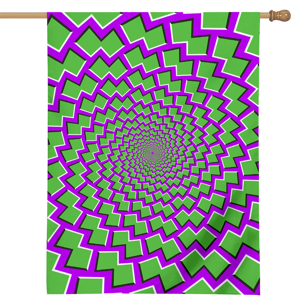 Green Shapes Moving Optical Illusion House Flag