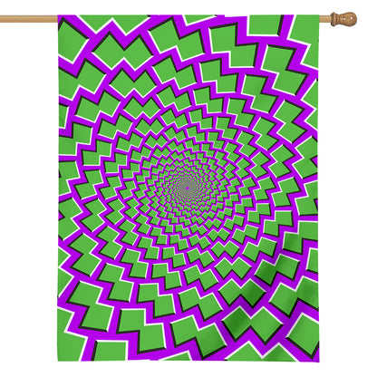 Green Shapes Moving Optical Illusion House Flag