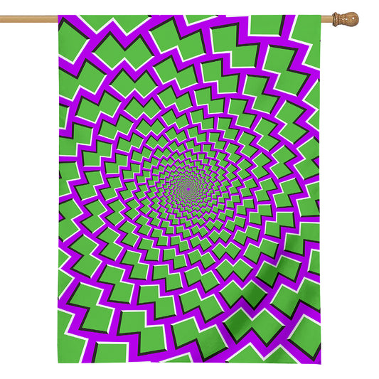 Green Shapes Moving Optical Illusion House Flag