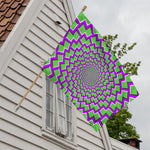 Green Shapes Moving Optical Illusion House Flag