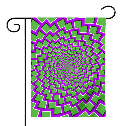 Green Shapes Moving Optical Illusion House Flag