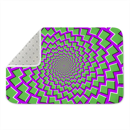 Green Shapes Moving Optical Illusion Indoor Door Mat