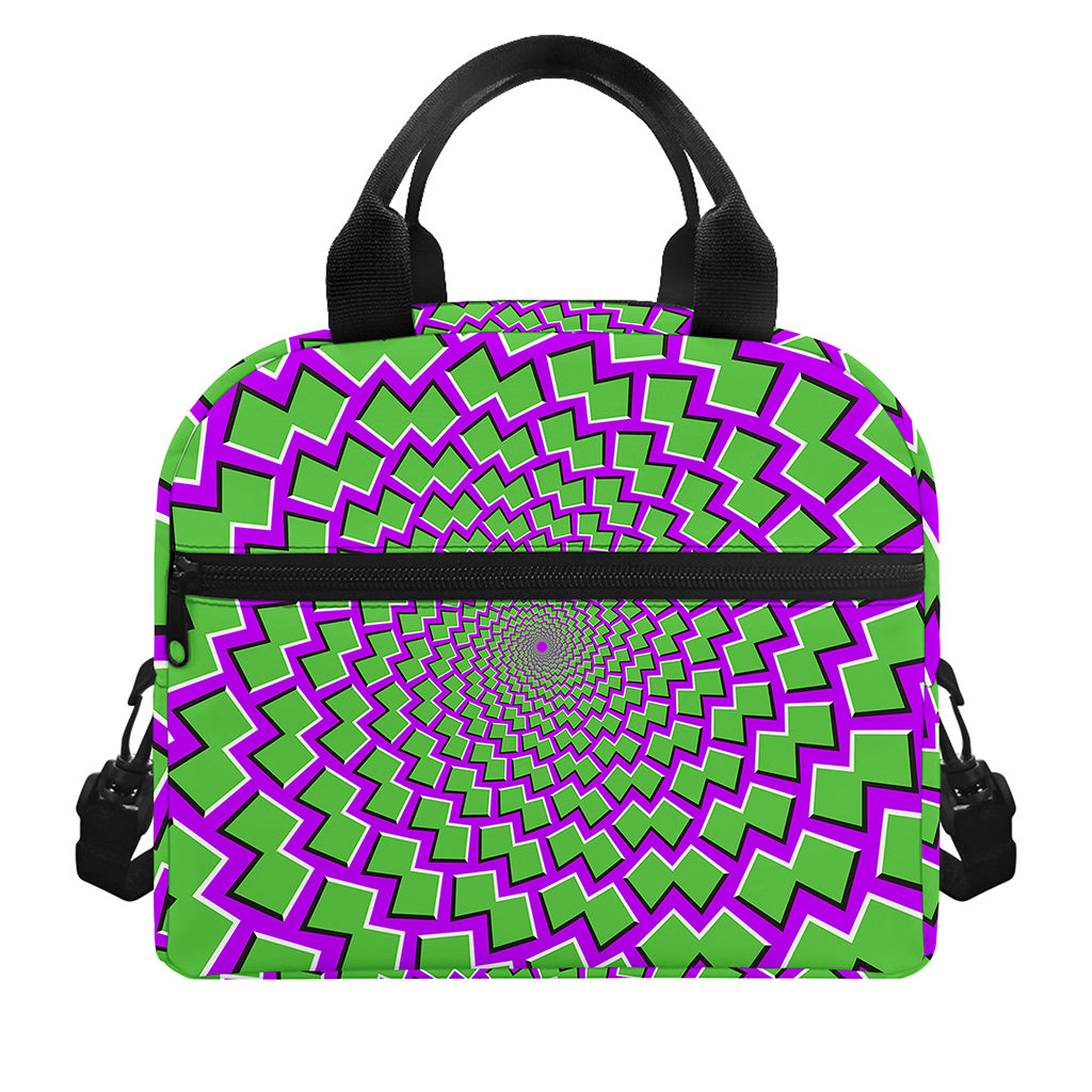 Green Shapes Moving Optical Illusion Insulated Lunch Bag