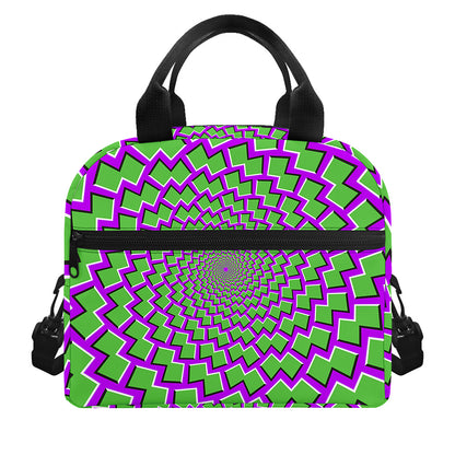 Green Shapes Moving Optical Illusion Insulated Lunch Bag