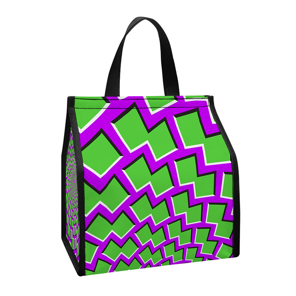 Green Shapes Moving Optical Illusion Insulated Lunch Tote
