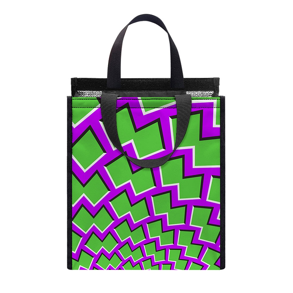 Green Shapes Moving Optical Illusion Insulated Lunch Tote