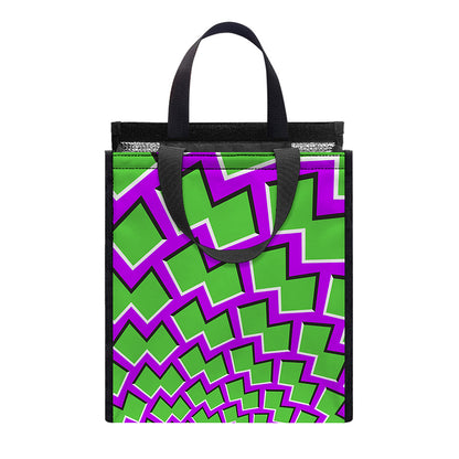 Green Shapes Moving Optical Illusion Insulated Lunch Tote