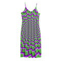Green Shapes Moving Optical Illusion Jersey Midi Cami Dress