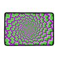 Green Shapes Moving Optical Illusion Kitchen Mat