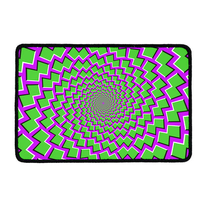 Green Shapes Moving Optical Illusion Kitchen Mat