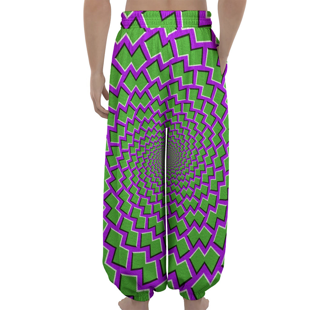 Green Shapes Moving Optical Illusion Lantern Pants