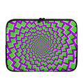 Green Shapes Moving Optical Illusion Laptop Sleeve