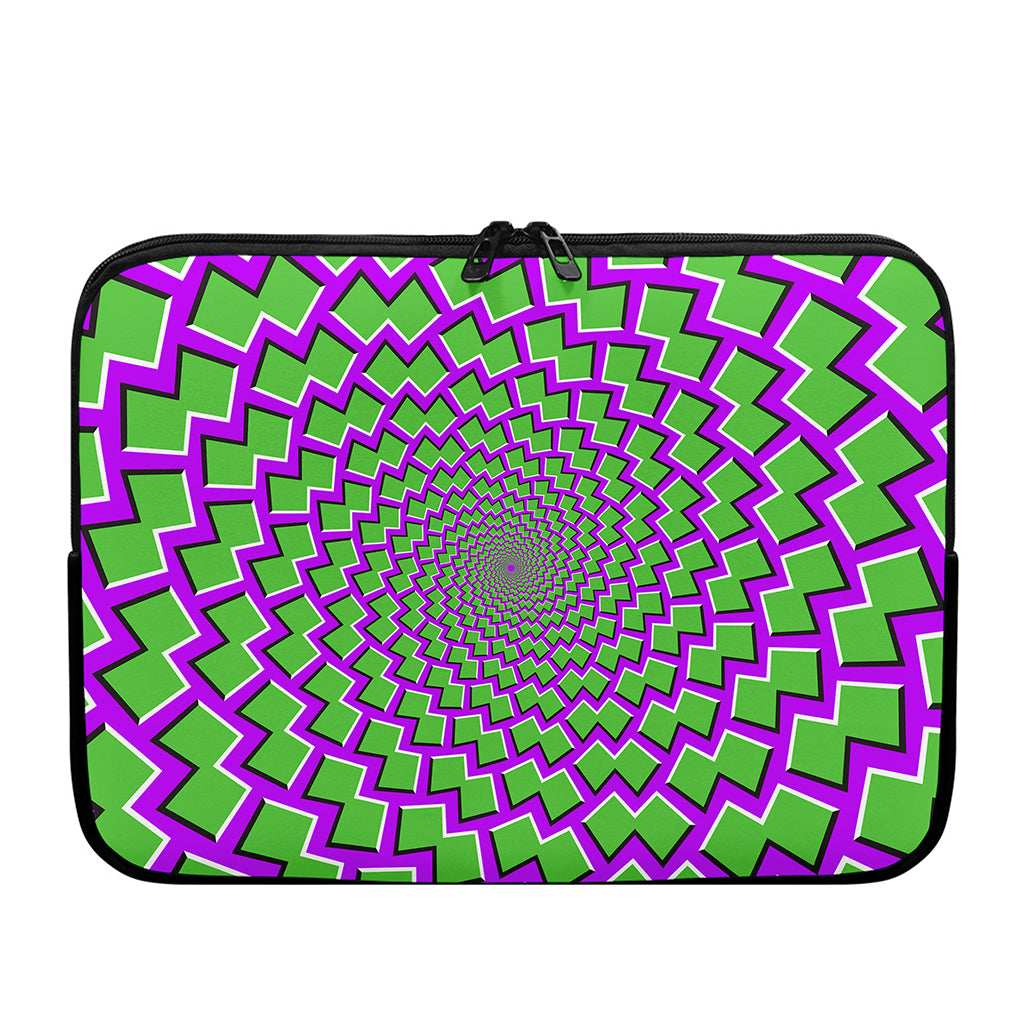 Green Shapes Moving Optical Illusion Laptop Sleeve