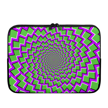 Green Shapes Moving Optical Illusion Laptop Sleeve
