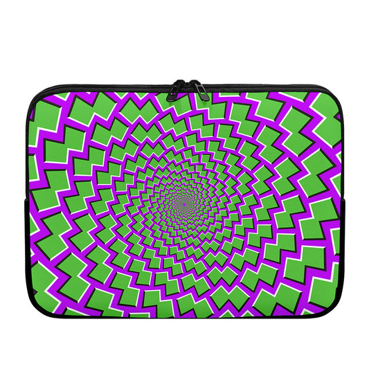 Green Shapes Moving Optical Illusion Laptop Sleeve