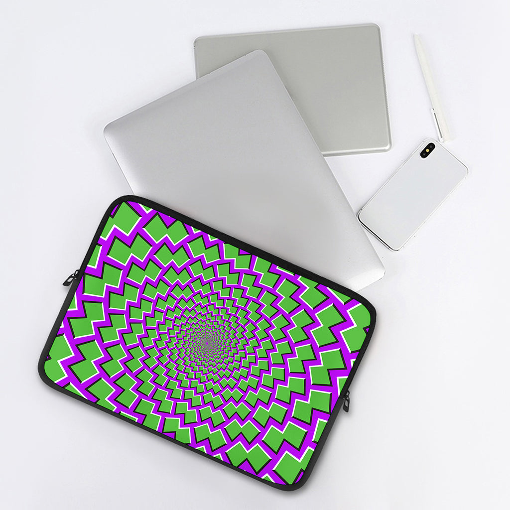 Green Shapes Moving Optical Illusion Laptop Sleeve