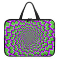 Green Shapes Moving Optical Illusion Laptop Sleeve With Handle