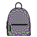 Green Shapes Moving Optical Illusion Leather Backpack