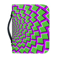 Green Shapes Moving Optical Illusion Leather Bible Cover