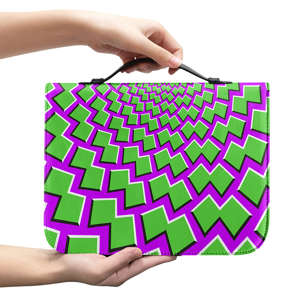 Green Shapes Moving Optical Illusion Leather Bible Cover