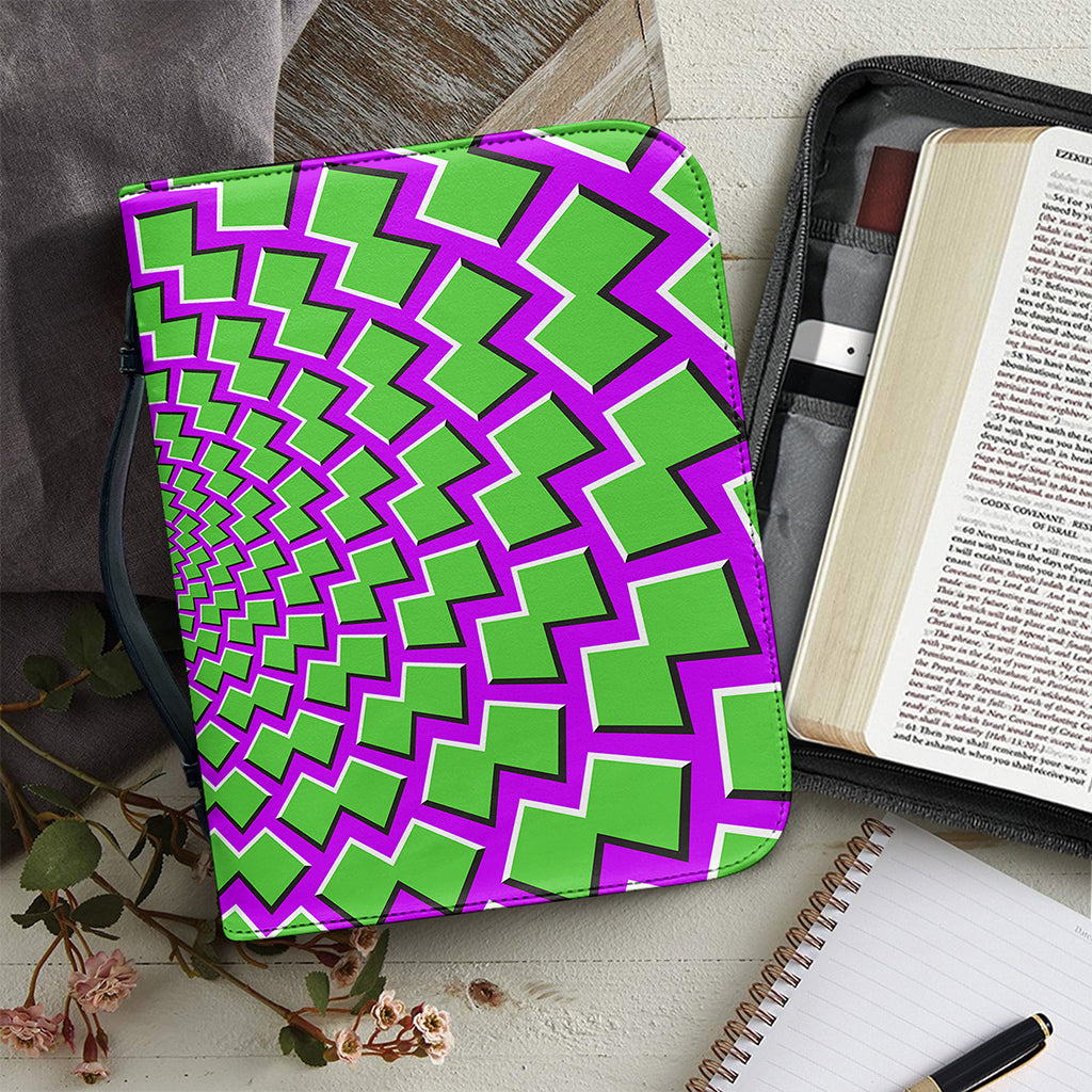 Green Shapes Moving Optical Illusion Leather Bible Cover
