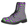 Green Shapes Moving Optical Illusion Lace-Up Boots