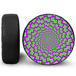 Green Shapes Moving Optical Illusion Leather Spare Tire Cover