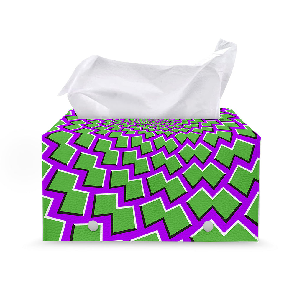 Green Shapes Moving Optical Illusion Leather Tissue Box Cover